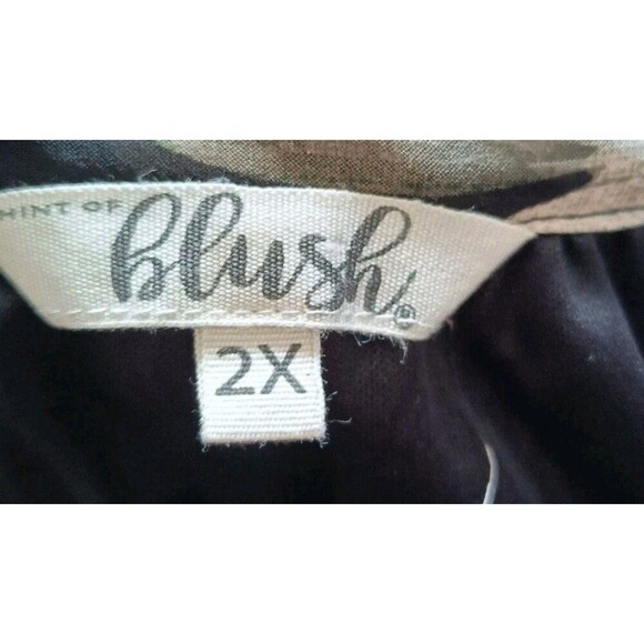 Hint of Blush Tulip Wrap Dress Size 2X Black Floral Ruffle Midi Bloomcore - Picture 3 of 7